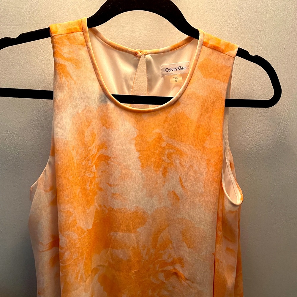 Calvin Klein Pink Floral Sleeveless Swing Dress 10